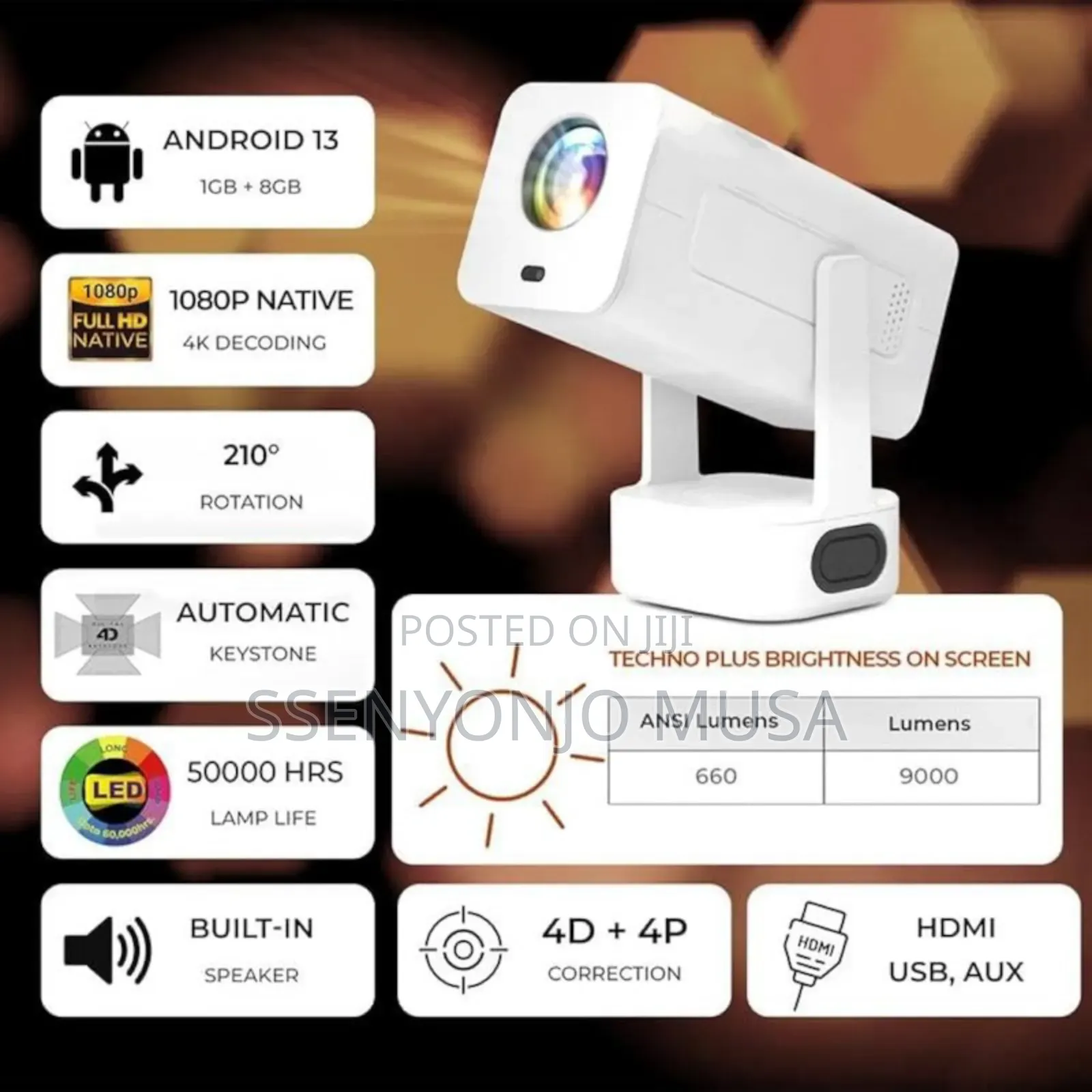 Smartbarry Ht13 Plus Android 13 Smart Projector | Support | 1080p