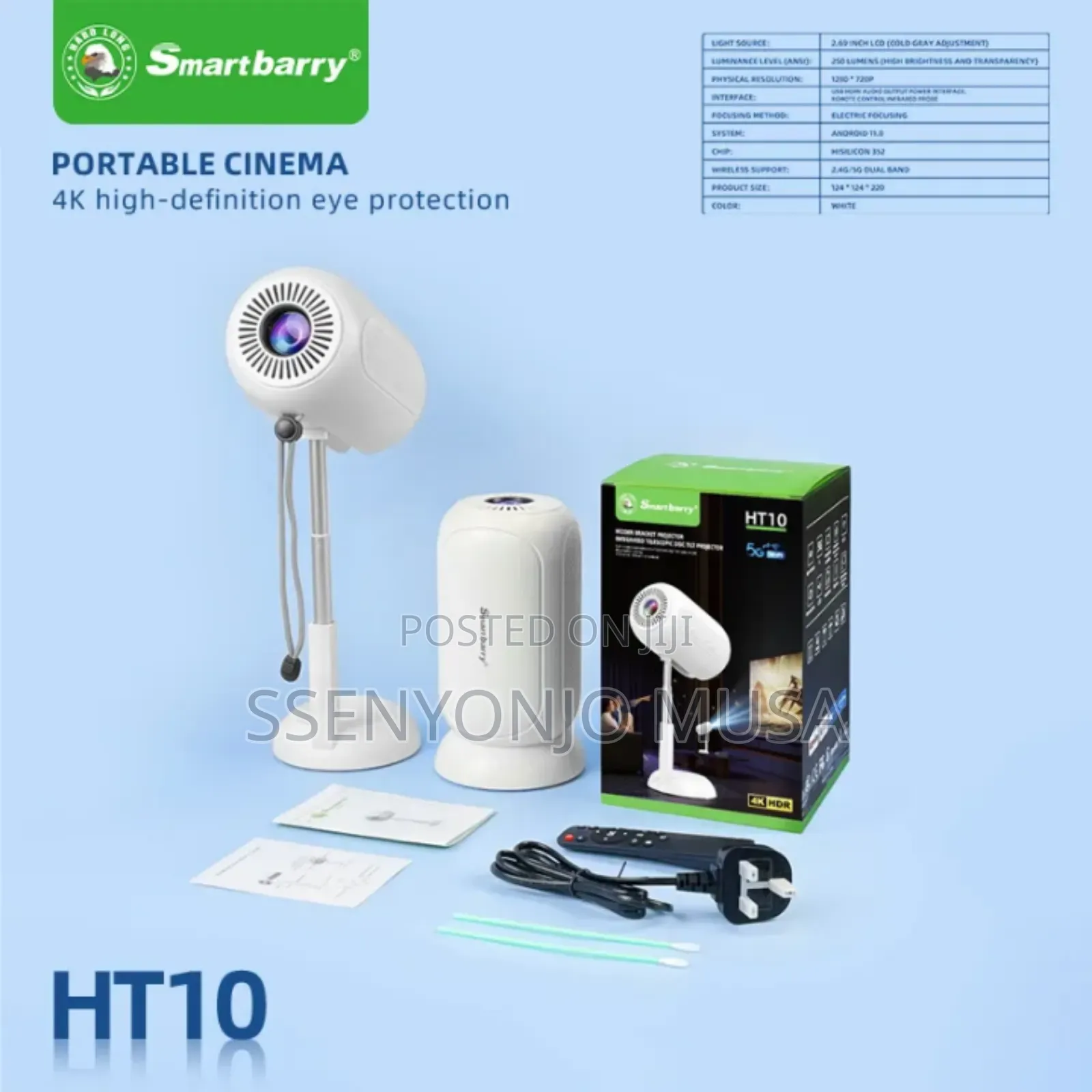 Smartbarry Ht10 Smart Gimbal Projector |Android 11 | Hd 720p |Portable