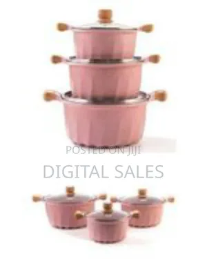 Set Of 3 Non-stick Cooking Pots With Lids And Natural-look Handles