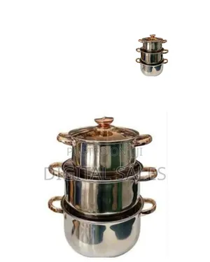 Three-Piece Stainless Steel Cooking Pot Set With Glass Lids