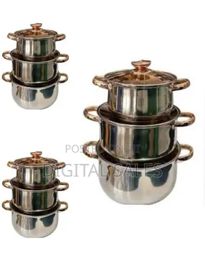 Three-Piece Stainless Steel Cooking Pot Set With Glass Lids