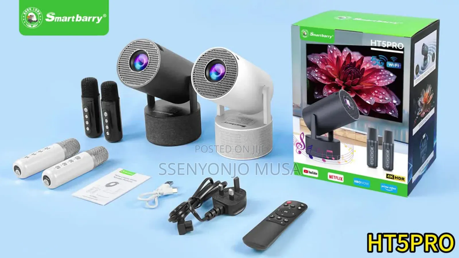 Smartbarry Ht5 Pro Mini Smart Projector | Android 11 | Native 720p