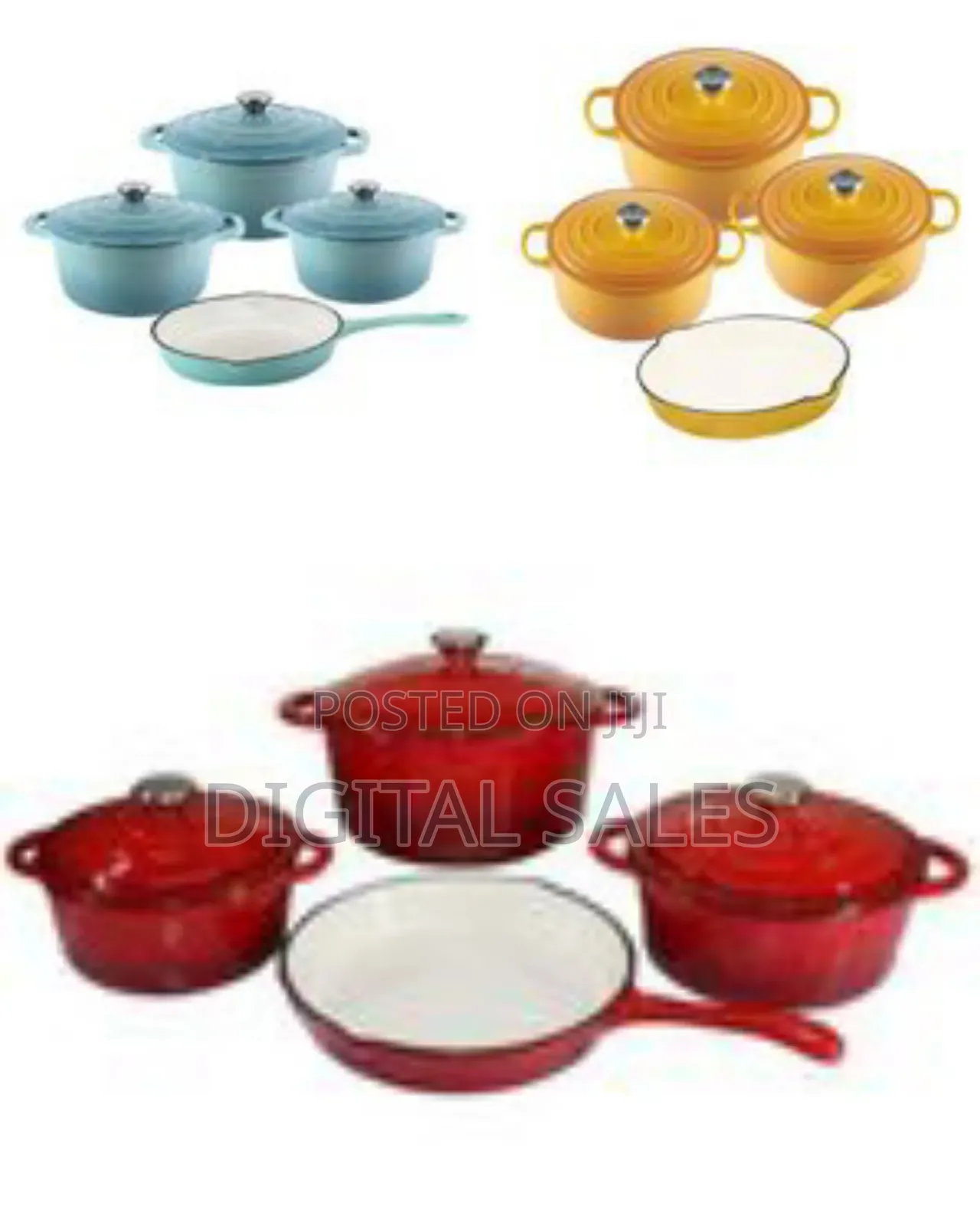 7-Piece Enameled Cast Iron Cookware Set - Multicolor