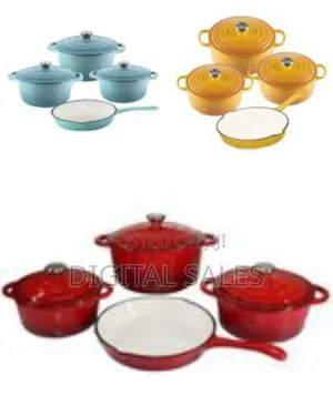 7-Piece Enameled Cast Iron Cookware Set - Multicolor
