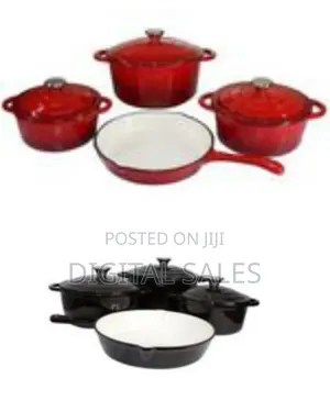 7-Piece Enameled Cast Iron Cookware Set - Multicolor