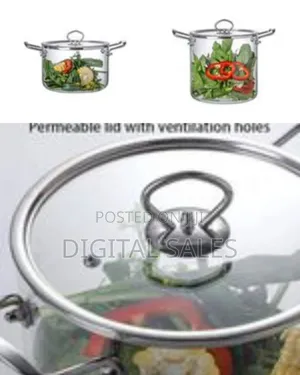 Clear Glass Saucepan / Cooking Pot With Lid - Transparent