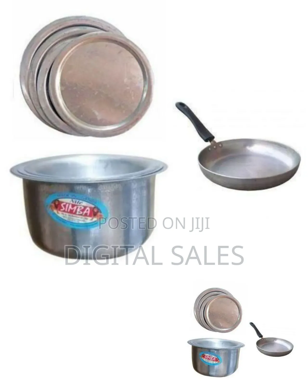 9 Pieces Set of Aluminum Saucepans With Lids and a Frying Pan