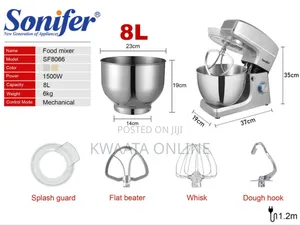 8l Sonifer Sf-8066 Electric Stand Mixer 1500w