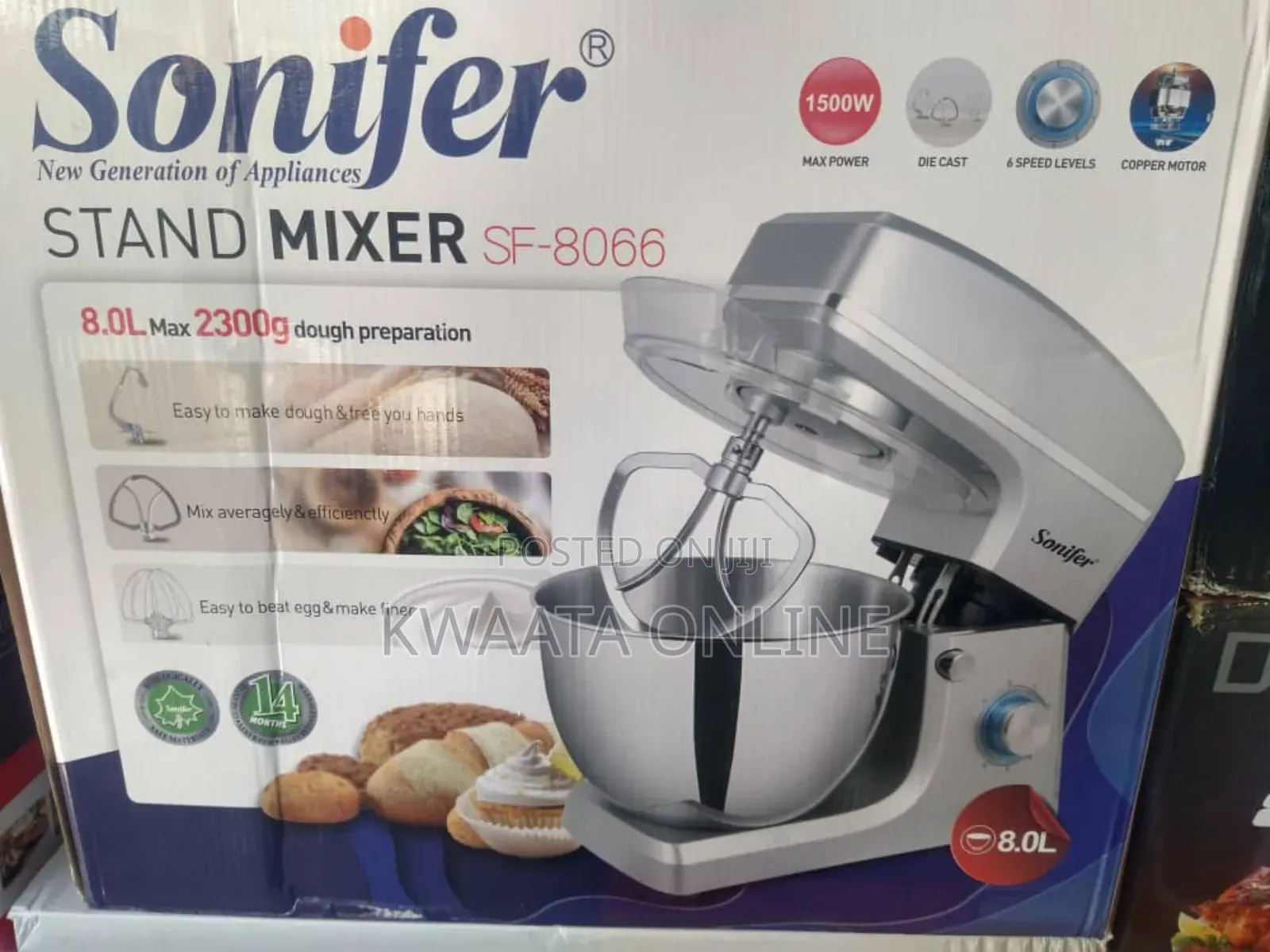 8l Sonifer Sf-8066 Electric Stand Mixer 1500w