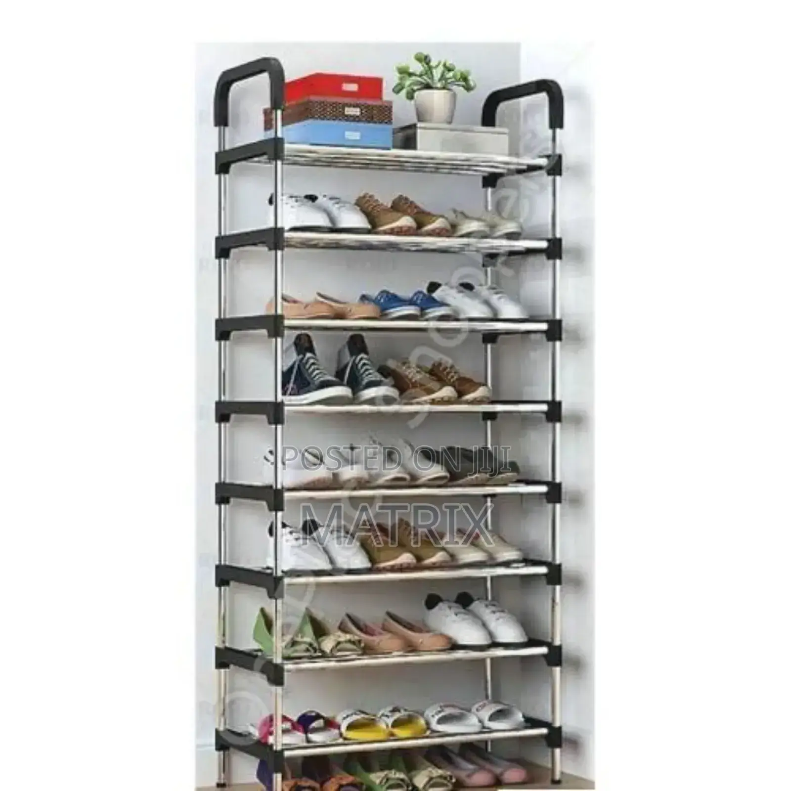 27 Pairs Metallic Shoe Rack 9 Layer Rack Stainless Steel