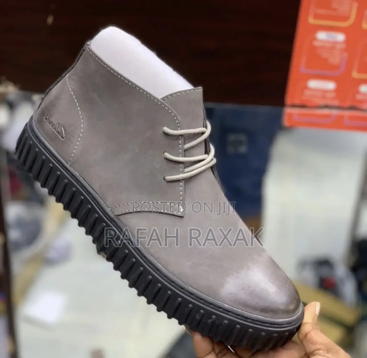 Men’S Grey Clarks Casual Chukka Leather Boots