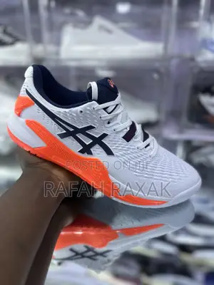 Original White/Orange Asics Gel-resolution 9 Tennis Sneakers