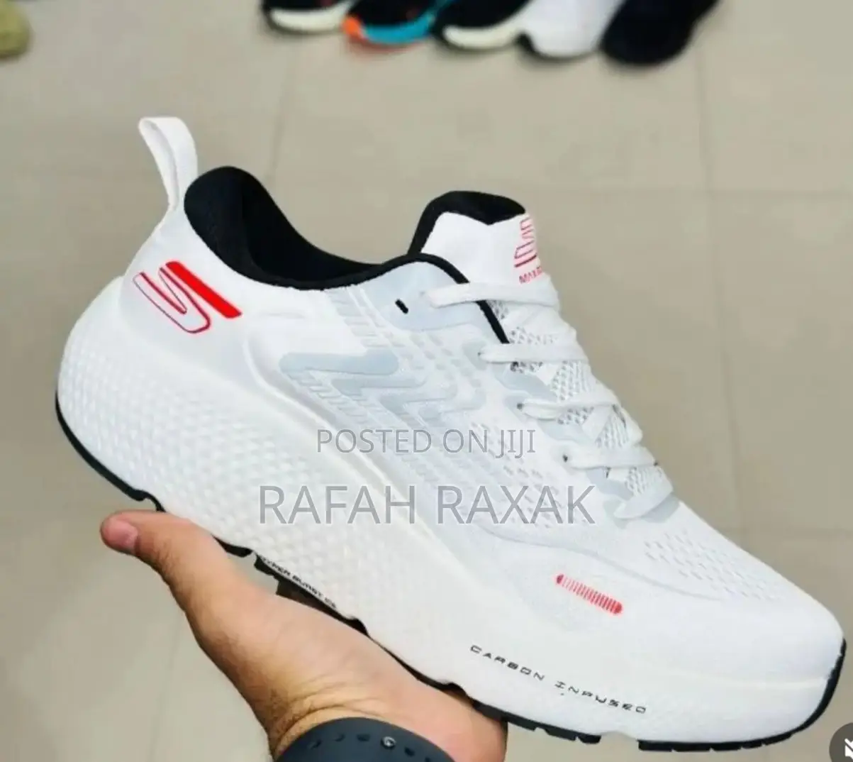 Original Snow White Skechers Go Run Max Road 6 Running Shoes