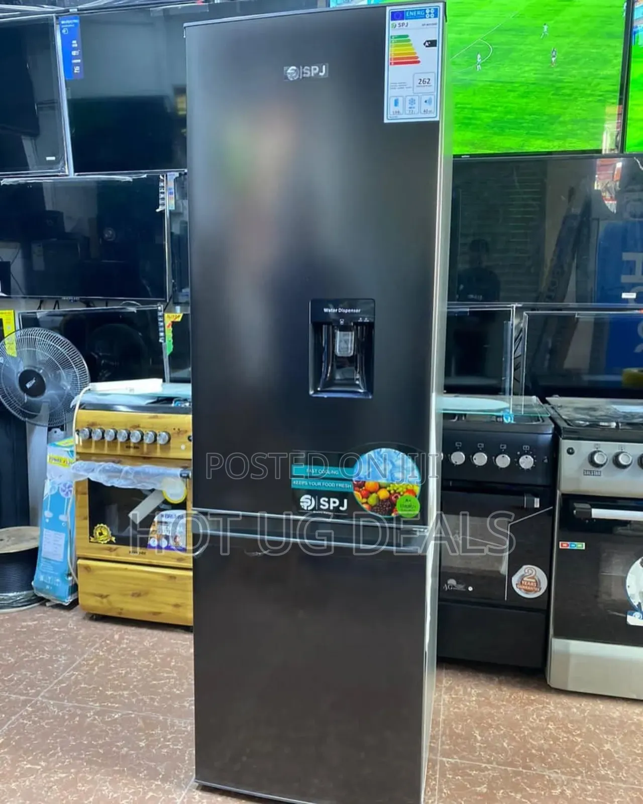 Spj 379l Double Door Refrigerator With Water Dispenser With Freezer