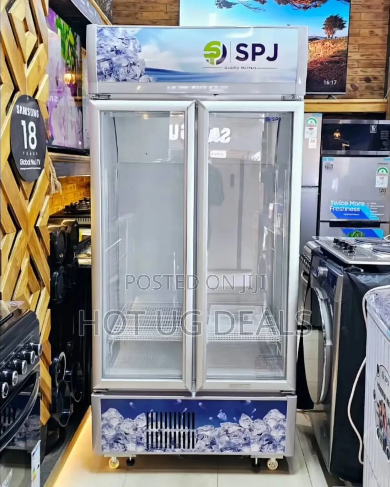 700l Spj Showcase Fridge Double-door Beverage Cooler
