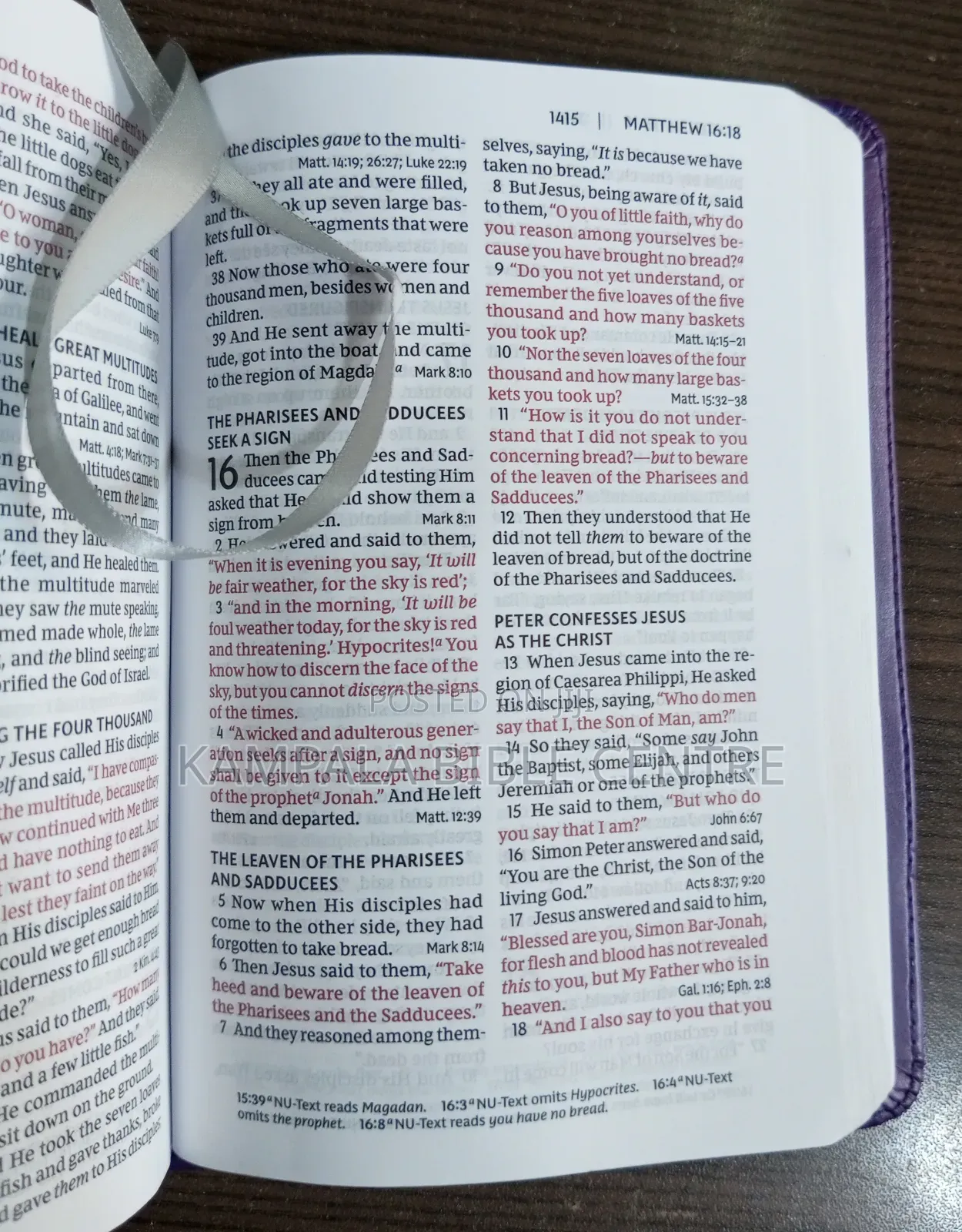 NKJV With Purple Leather Cover, Medium Size.