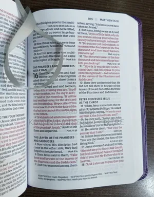 NKJV With Purple Leather Cover, Medium Size.