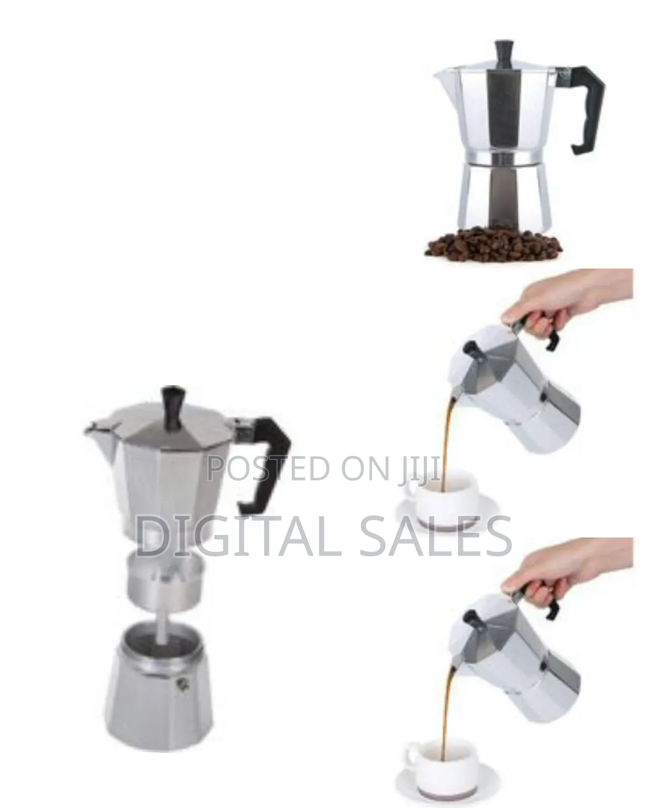 Faceted Aluminum Moka Pot / Stovetop Espresso Maker