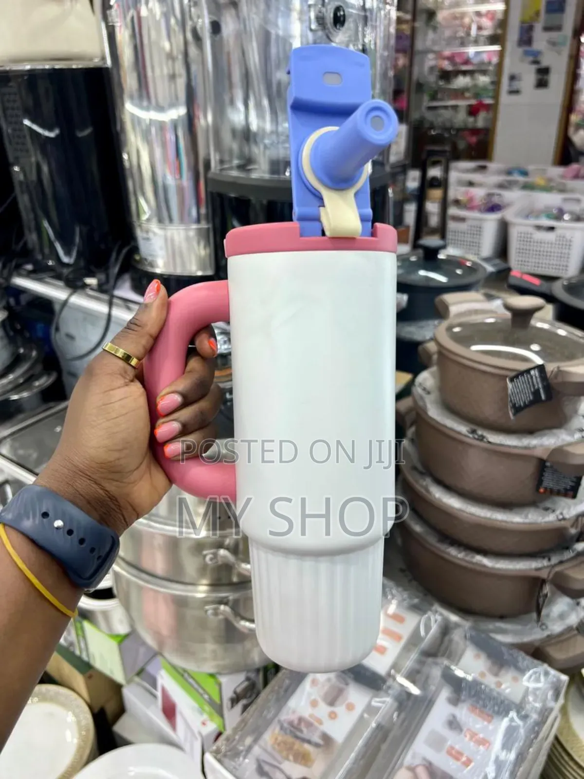 Stainless Steel Coffee Car Travel Mug Thermos Straw Mug With Handle