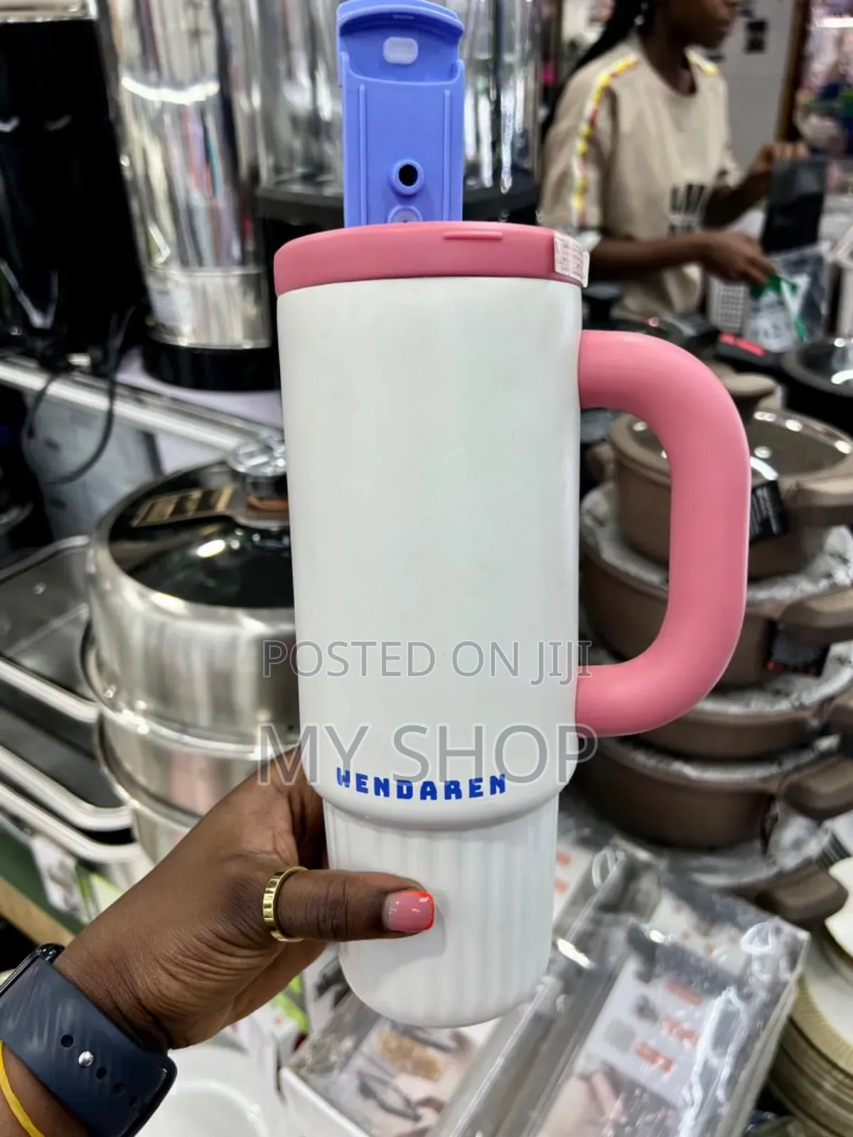 Stainless Steel Coffee Car Travel Mug Thermos Straw Mug With Handle