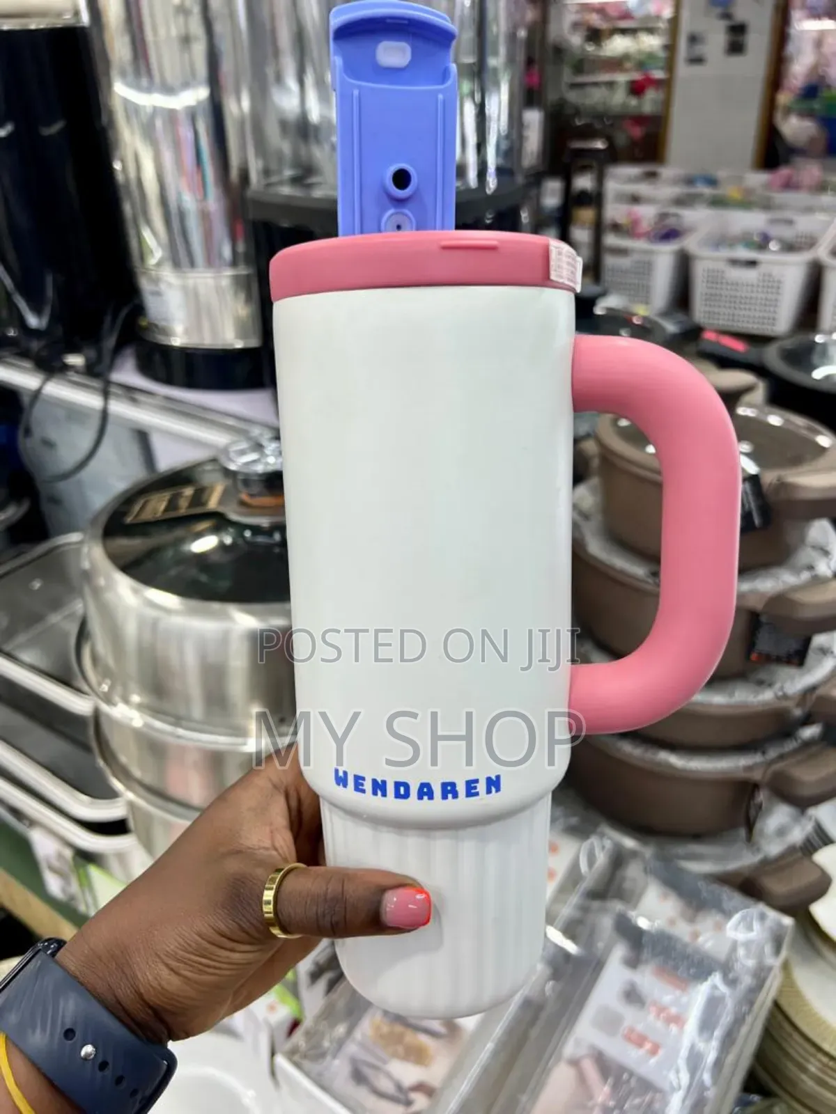 Stainless Steel Coffee Car Travel Mug Thermos Straw Mug With Handle
