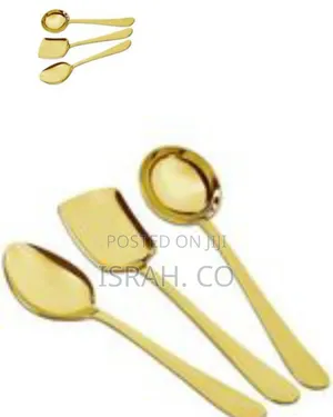 Luxury Gold-Tone Serving Utensil Set (Spoons and Spatula)