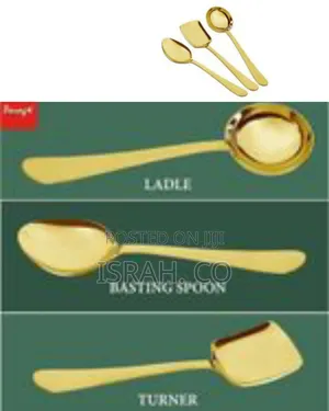 Luxury Gold-Tone Serving Utensil Set (Spoons and Spatula)