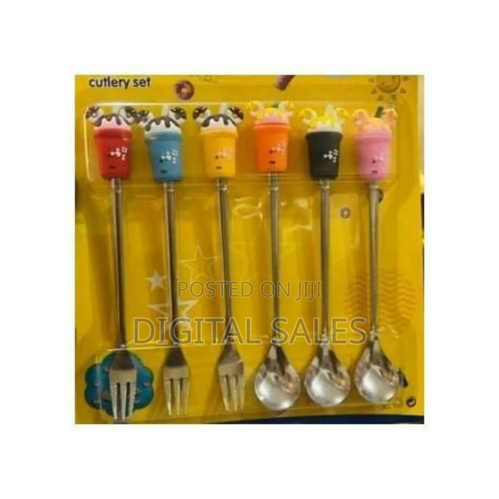 6-Piece Set of Whimsical Dessert Spoons and Forks With Cute Handles