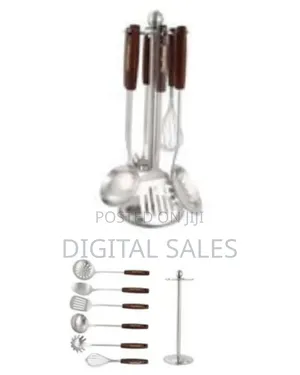 Elegant Stainless Steel Kitchen Utensil Set With Storage Stand
