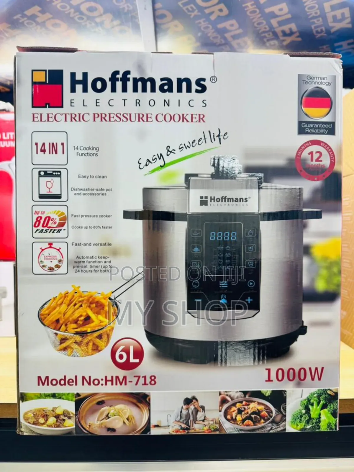 Hoffman Pressure Cooker With a Steamer, Chips Fryer- Digital 6l Hm-718