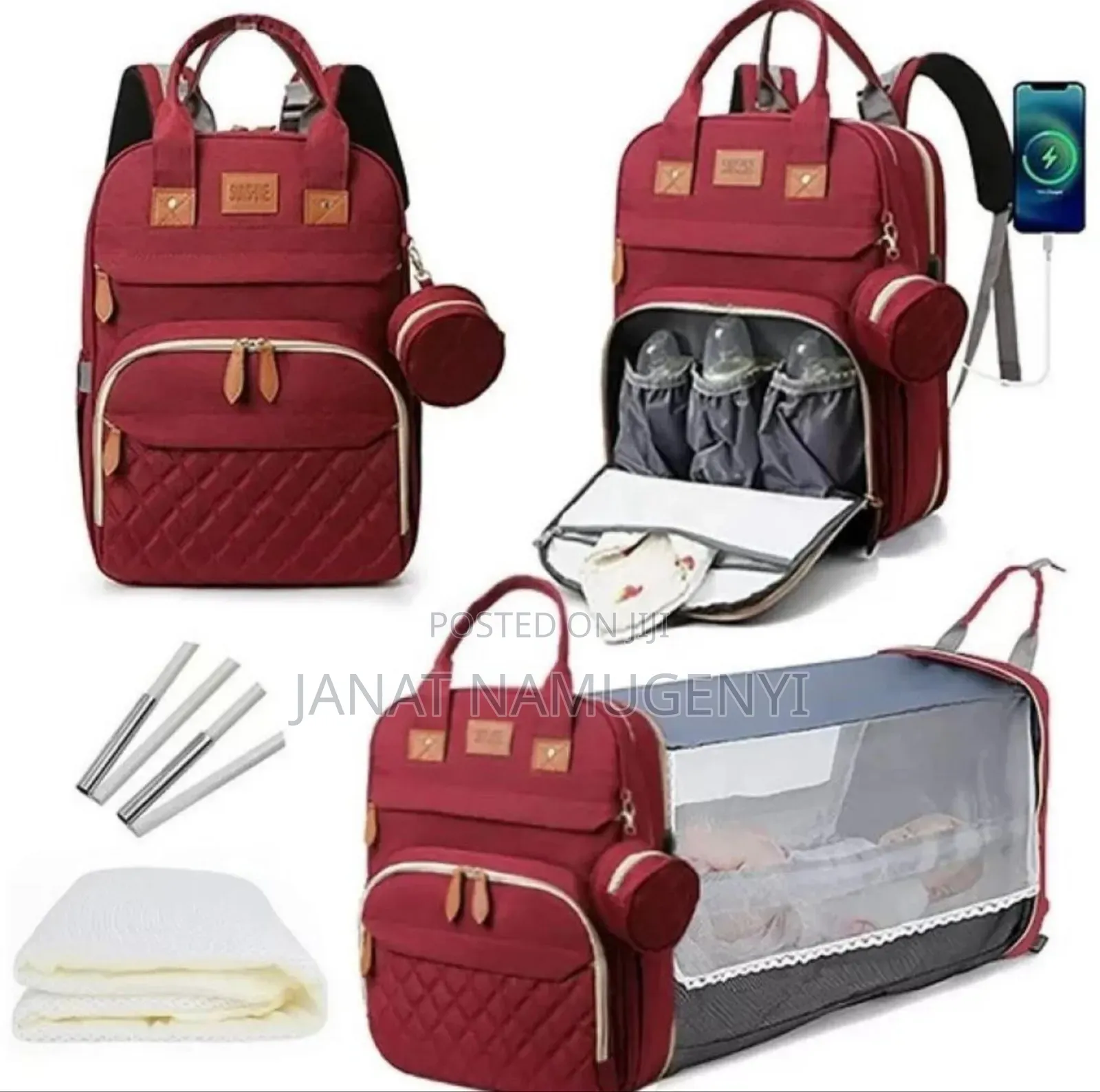 Bed Bag Diaper Bag With Net Coin Purse 4color Options Available