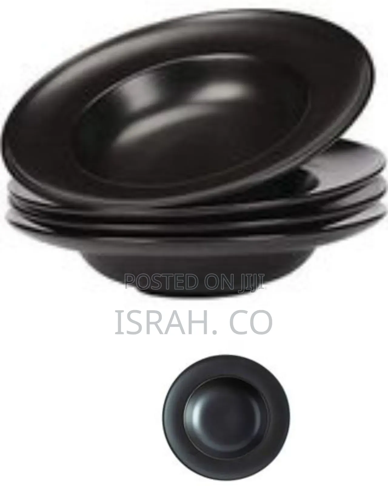 Set of 6 Elegant Matte Black Pasta Soup Bowls
