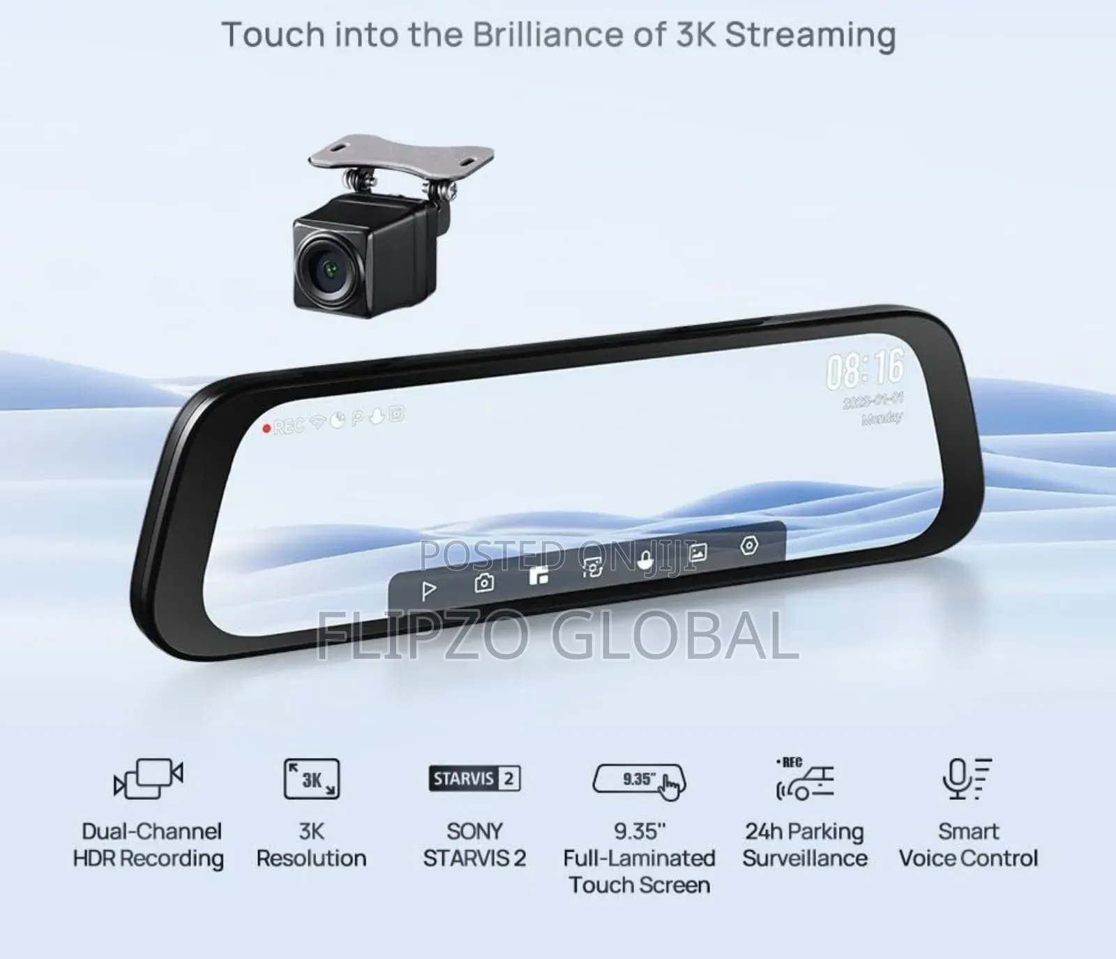 70mai Rearview Dashcam Voice Wifi App Control