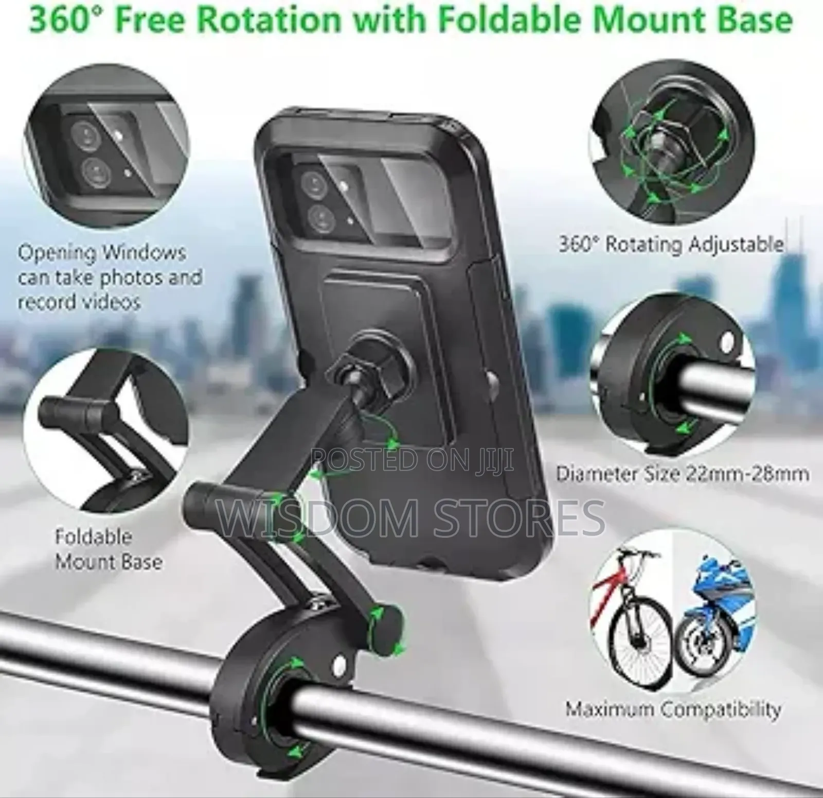Waterproof Motorcycle Phone Holder With Zipper Case Against Rain Water
