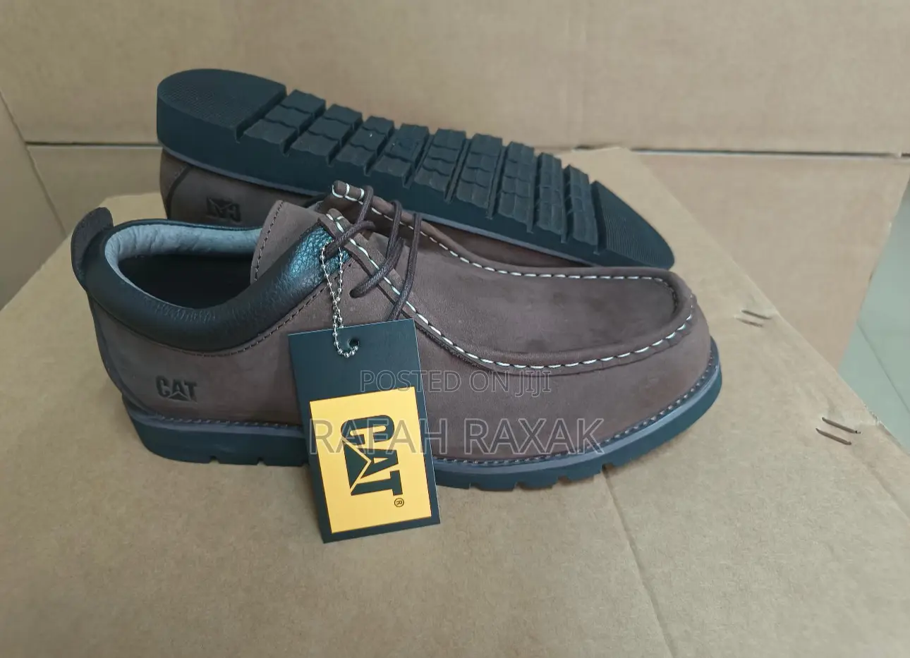 Original Coffee Brown Leather Cat Casual Shoes