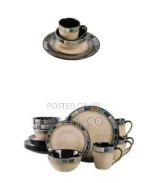 24 Piece Set of Ceramic Dinnerware. Includes 6 Bowls, 6 Saucers