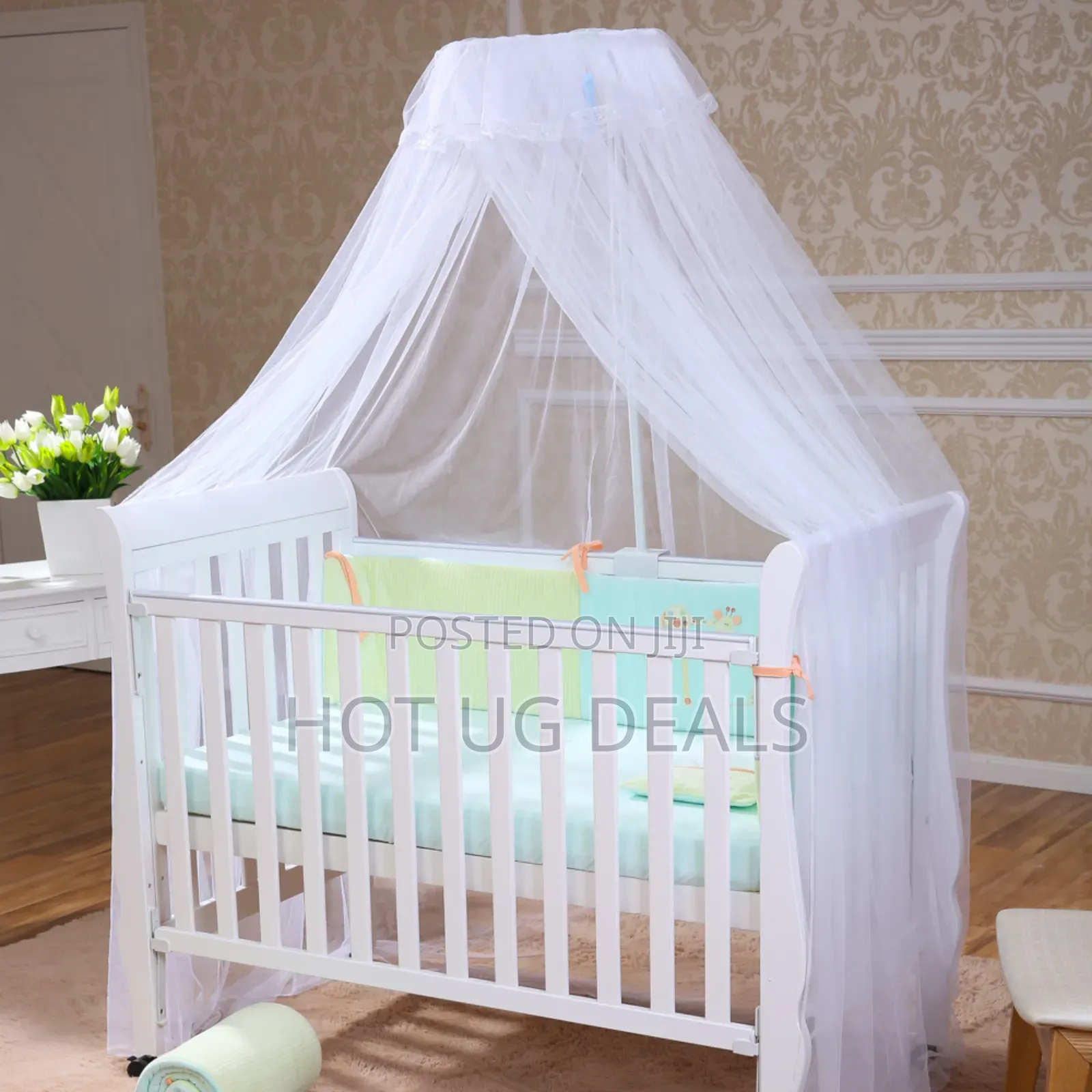 Baby Cot Mosquito Net With Stand - White