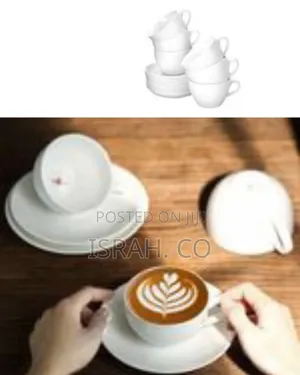 Elegant White Porcelain Coffee/Tea Cup and Saucer Set (With Spoons) -