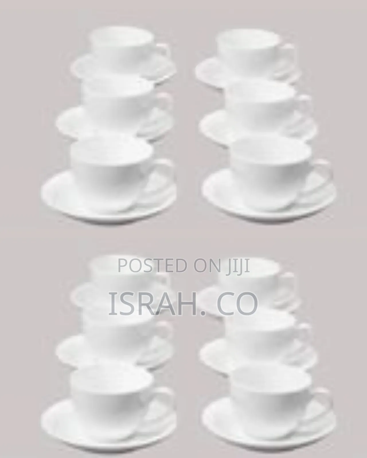 Set of 6 Classic Ceramic Teacups and Saucers