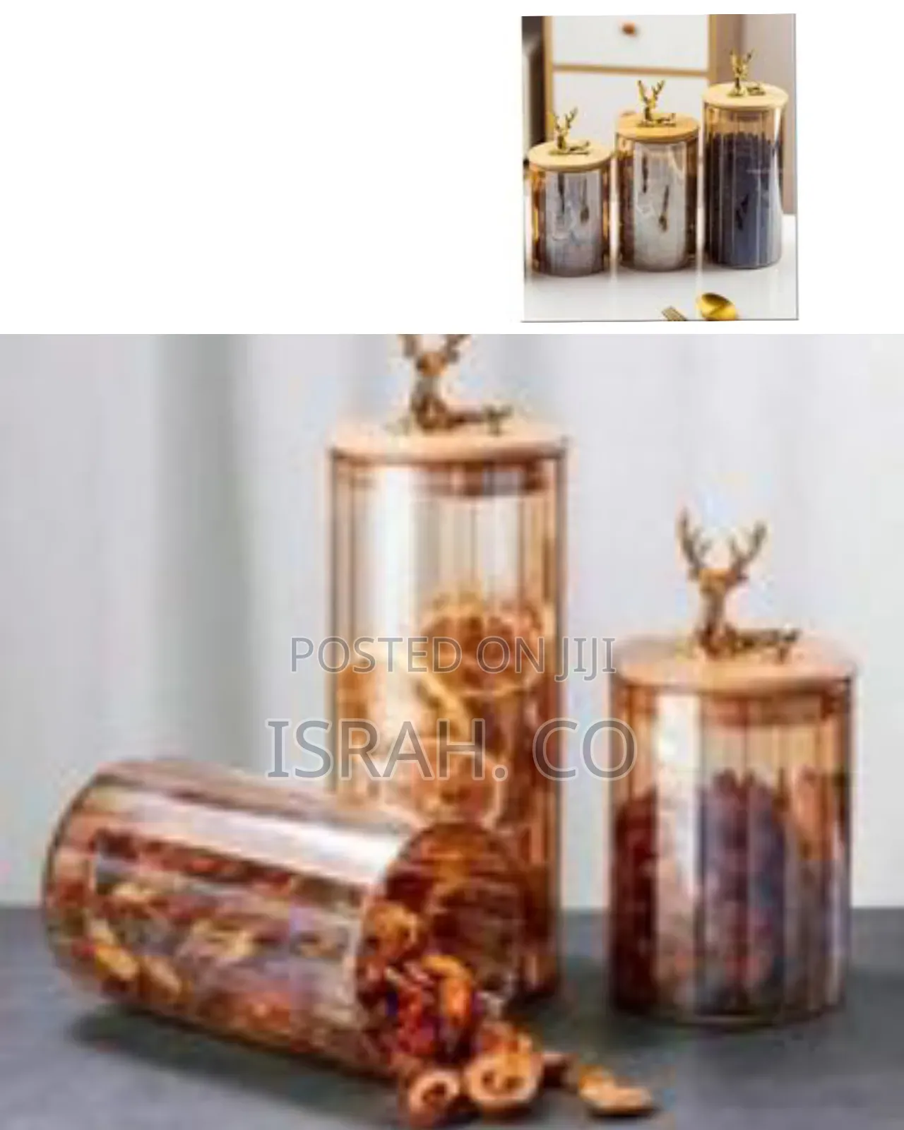 Elegant Decorative Storage Canisters With Deer Accents (Set of 3)