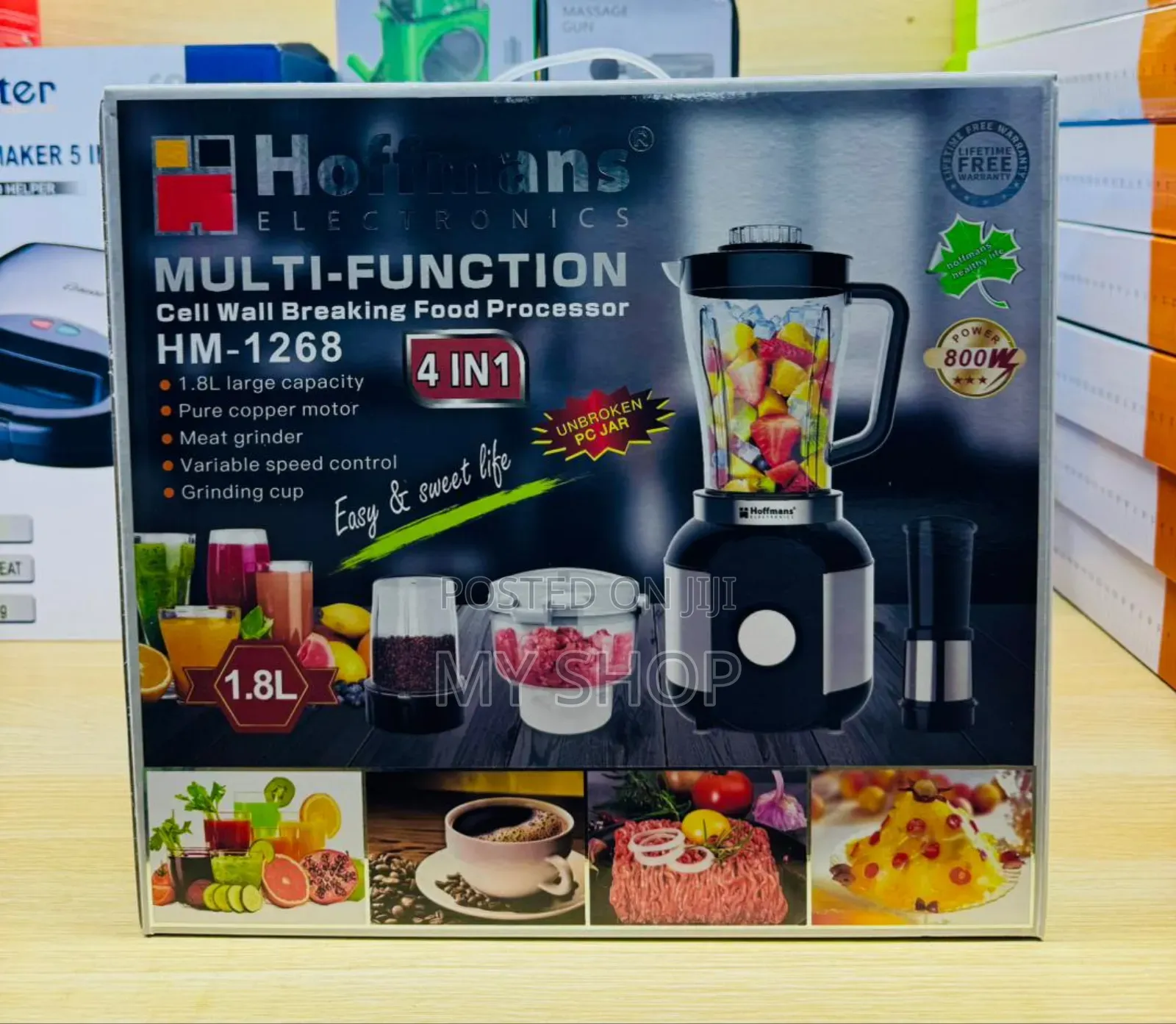 Hoffman Blender With a Chopper, Grinder and Juice Jar- 4in1 Blender