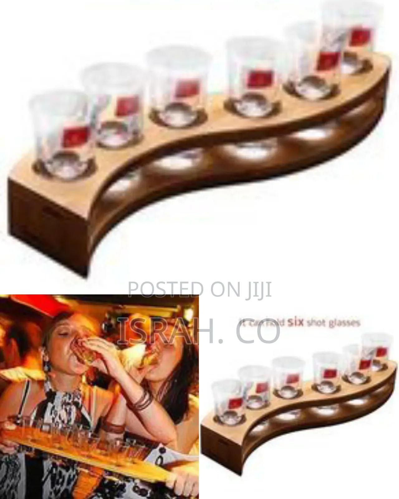 Elegant Wavy Wooden Serving Tray / Shot Glass Flight Paddle