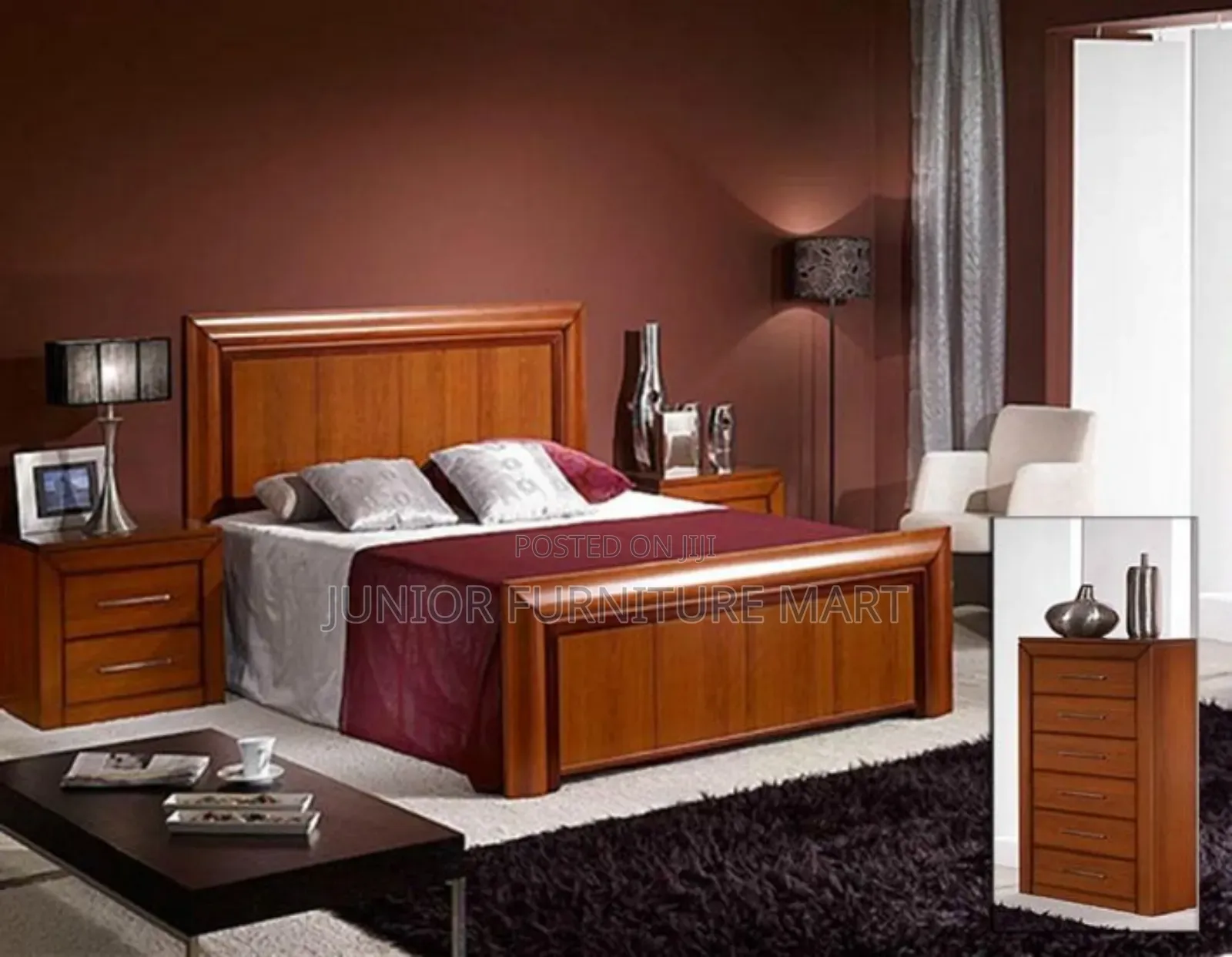 Modern Hardwood Bed Mahogany
