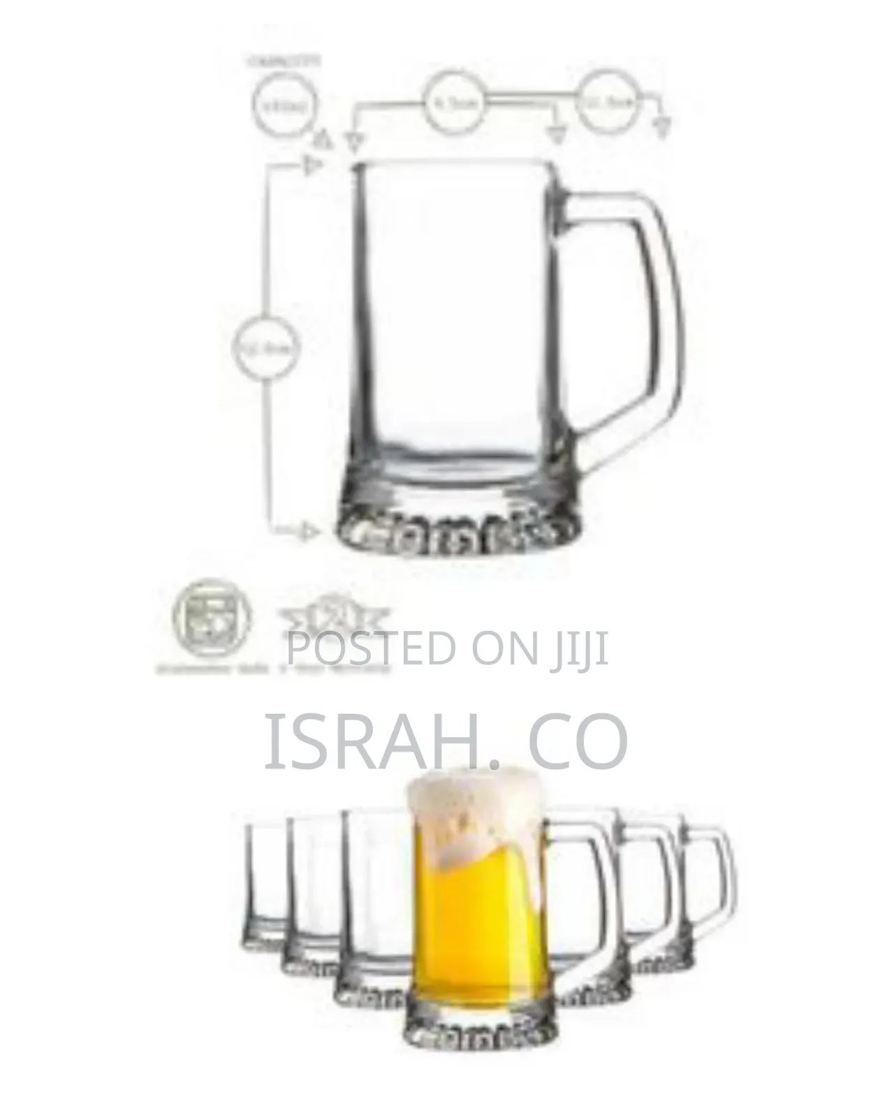 6 Piece Set of Large Beer Glasses