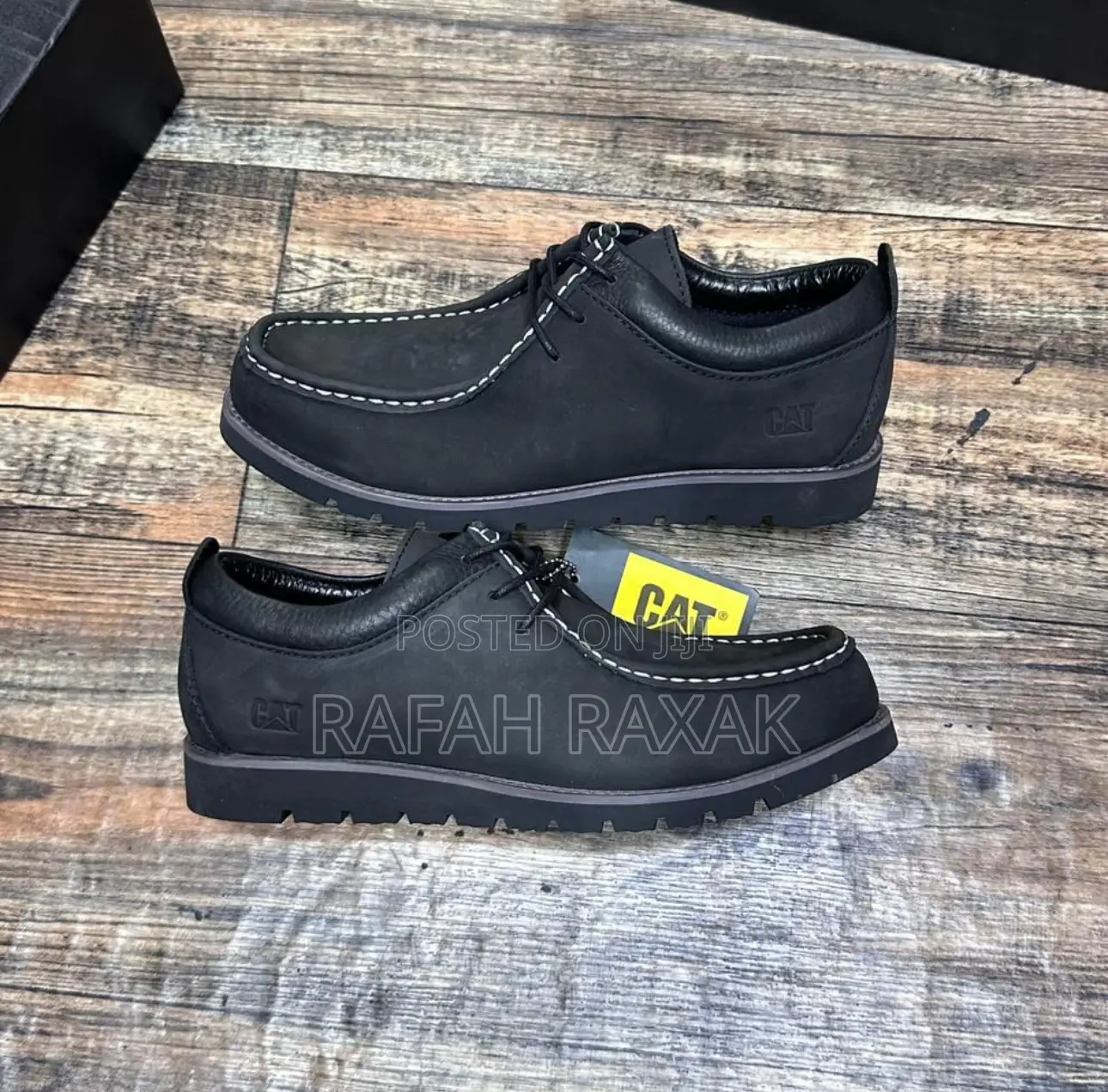 Original Men’S Black Caterpillar (Cat) Casual Leather Low Shoes