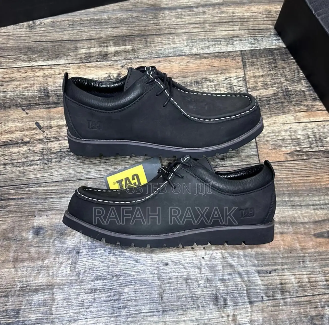 Original Men’S Black Caterpillar (Cat) Casual Leather Low Shoes