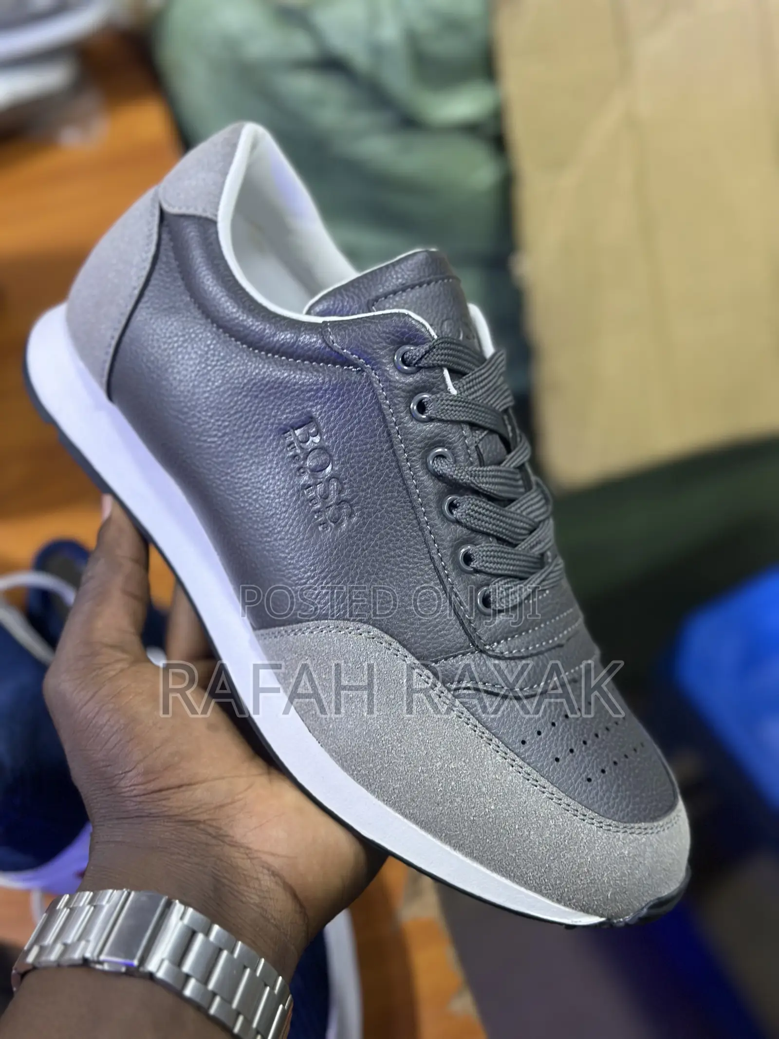 Men’S Classic Dark Grey Hugo Boss Smart Casual Sneakers