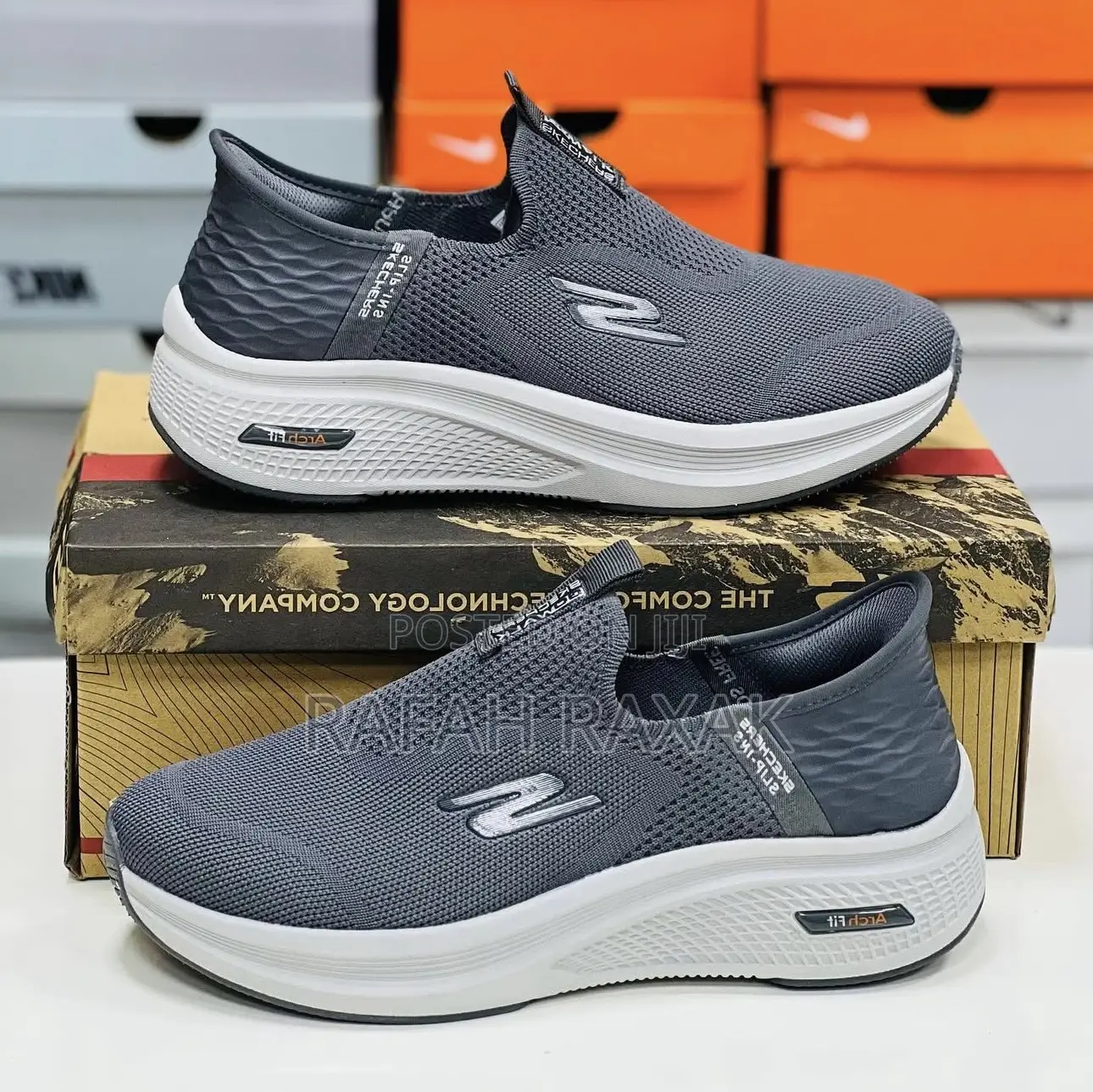 Original Grey Skechers Go Walk Arch Fit Slip-on Walking Sneakers