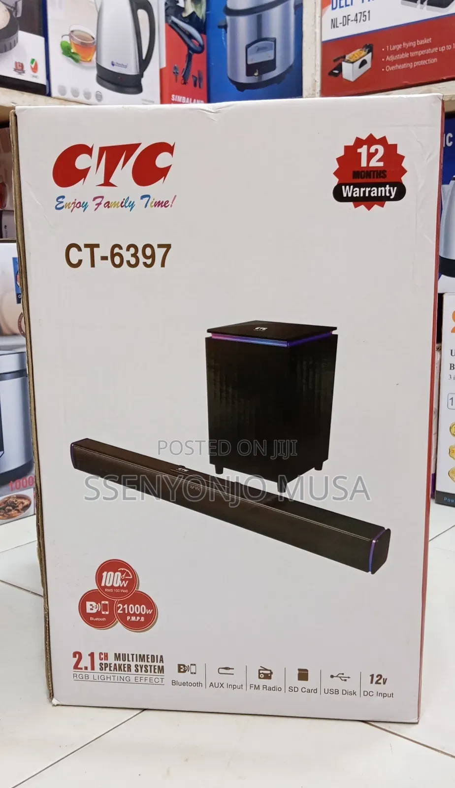 CTC Ct-6397 2.1 Channel Bluetooth Soundbar 100w With RGB Lighting