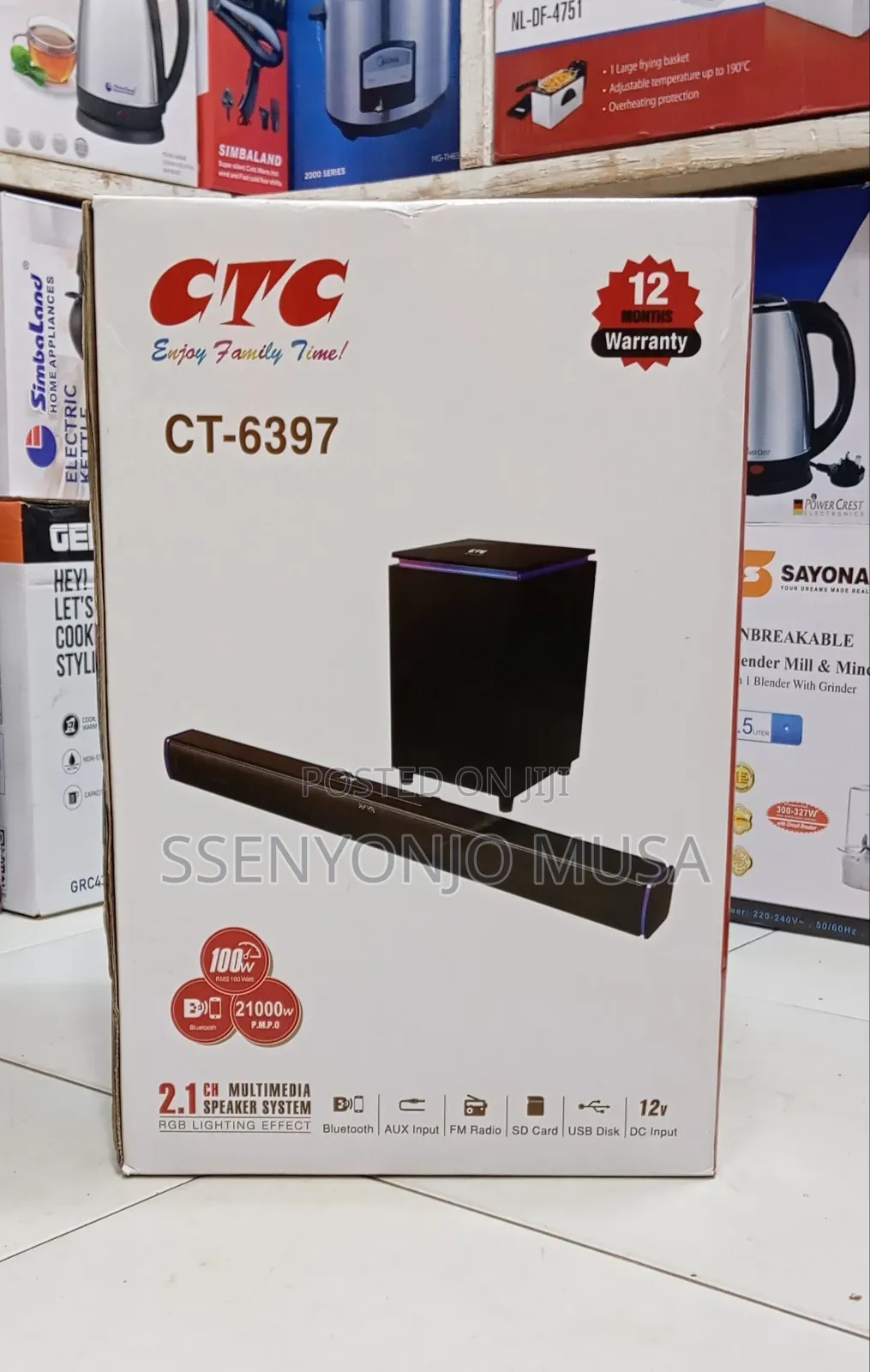 CTC Ct-6397 2.1 Channel Bluetooth Soundbar 100w With RGB Lighting